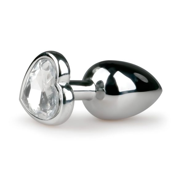 Easytoys Metal No.2 - Heart Jewel Anal Plug (Silver-White)