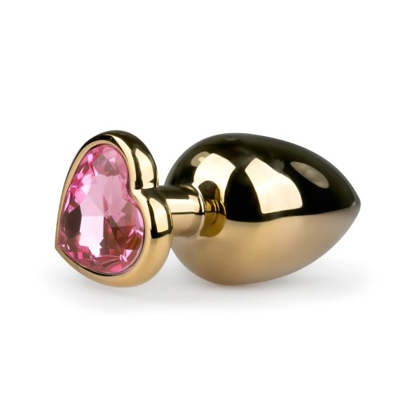 Easytoys Metal No.8 - Heart Base Anal Plug - Gold & Pink (3.5cm)