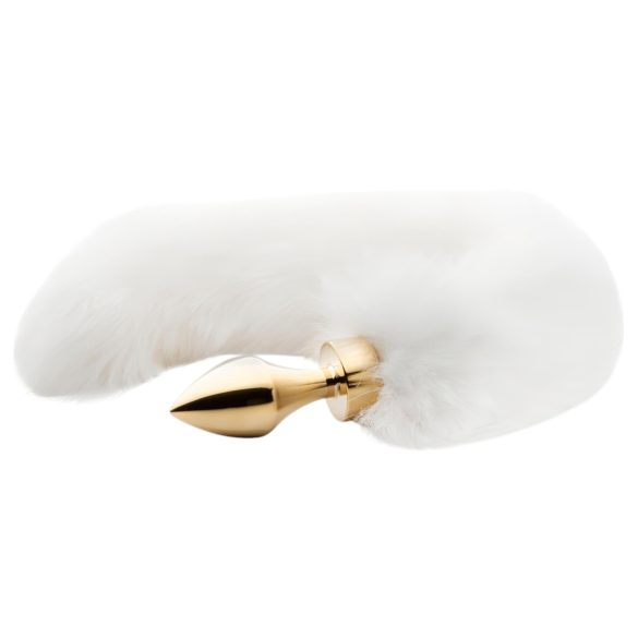 Easytoys Fox NO13 - Gold & White Metal Anal Plug with Fox Tail