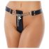 Rimba - Black Leather Chastity Belt with Lock