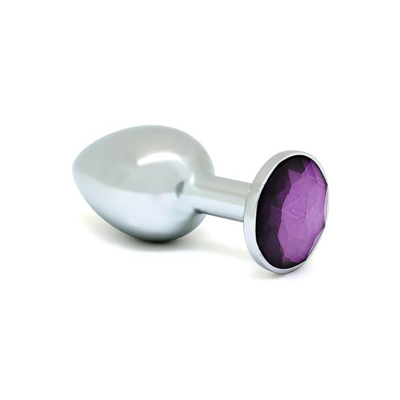 Rimba XS - Silver Metal Anal Plug with Purple Gem