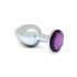 Rimba XS - Silver Metal Anal Plug with Purple Gem