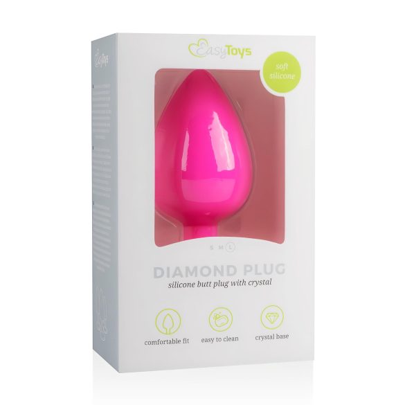 Easytoys Diamond - Large Pink Anal Plug with White Gem