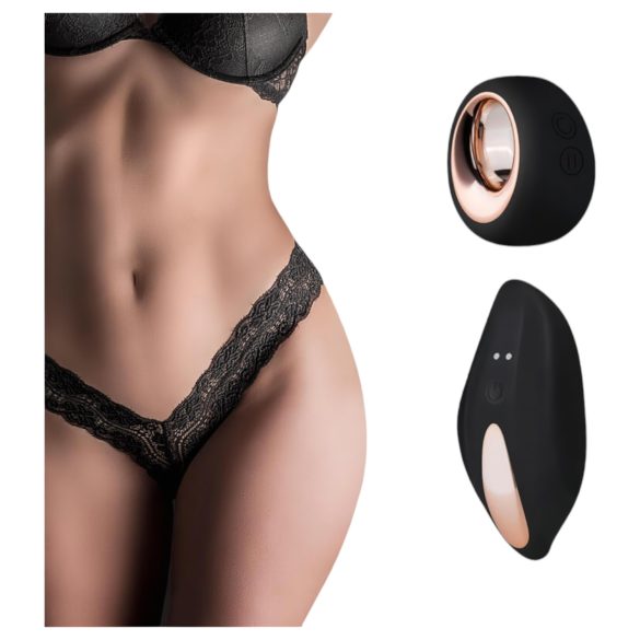 Pantyrebel - Rechargeable Lace Vibrating Thong with Radio Control - Black (S-L)