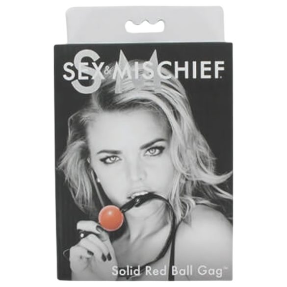 S&M - Silicone Mouth Gag with Faux Leather Strap (Red)