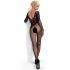 Obsessive F210 - Rose Lace Long-Sleeve Bodysuit - Black (S-L)