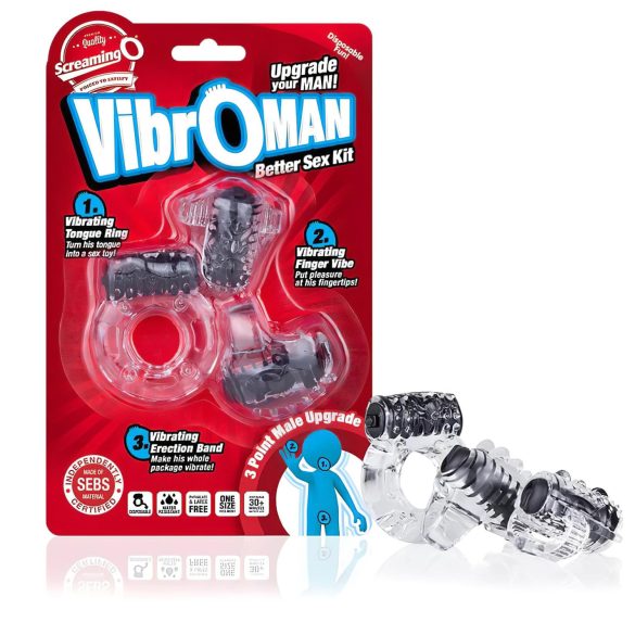 Screaming Vibroman - Vibrating Ring Set (Black)