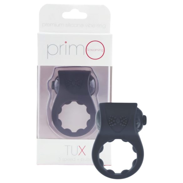 Screaming PrimO Tux - Black Waterproof Vibrating Pleasure Ring