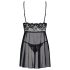 Obsessive Idillia - Airy Lace Nightgown & Thong Set (Black) - L/XL