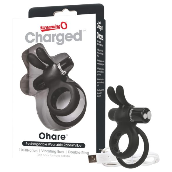Screaming O Ohare - Bunny Vibrating Ring (Black)