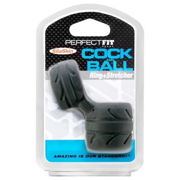 SilaSkin Cock Ring & Ball Stretcher (Black)