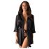 Obsessive Satinia Robe Set - Satin Elegance (Black) - L/XL