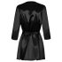 Obsessive Satinia Robe Set - Satin Elegance (Black) - L/XL