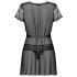 Obsessive Alluria - Lace Robe & Thong Set (Black) - L/XL