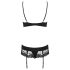 Obsessive Wonderia - Embroidered Lace Lingerie Set (Black) - L/XL