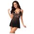 Obsessive 838-BAB-1 - Sheer Lace Babydoll Set (Black) - XXL