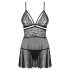 Obsessive 838-BAB-1 - Sheer Lace Babydoll Set (Black) - XXL
