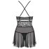 Obsessive 838-BAB-1 - Sheer Lace Babydoll Set (Black) - XXL