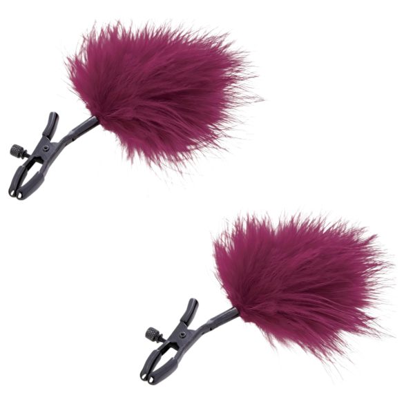 S&M - Feathered Nipple Clips (Red)